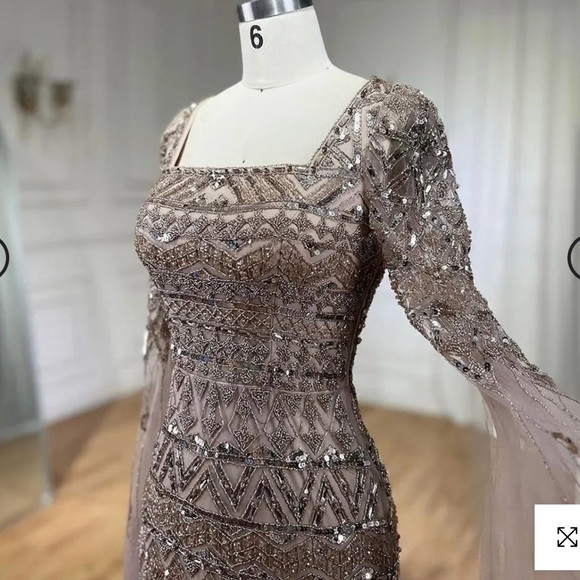 Elegant Evening Gown in Taupe - Picture 3 of 8